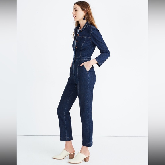Madewell Pants - Madewell Denim Puff Sleeve Jumpsuit